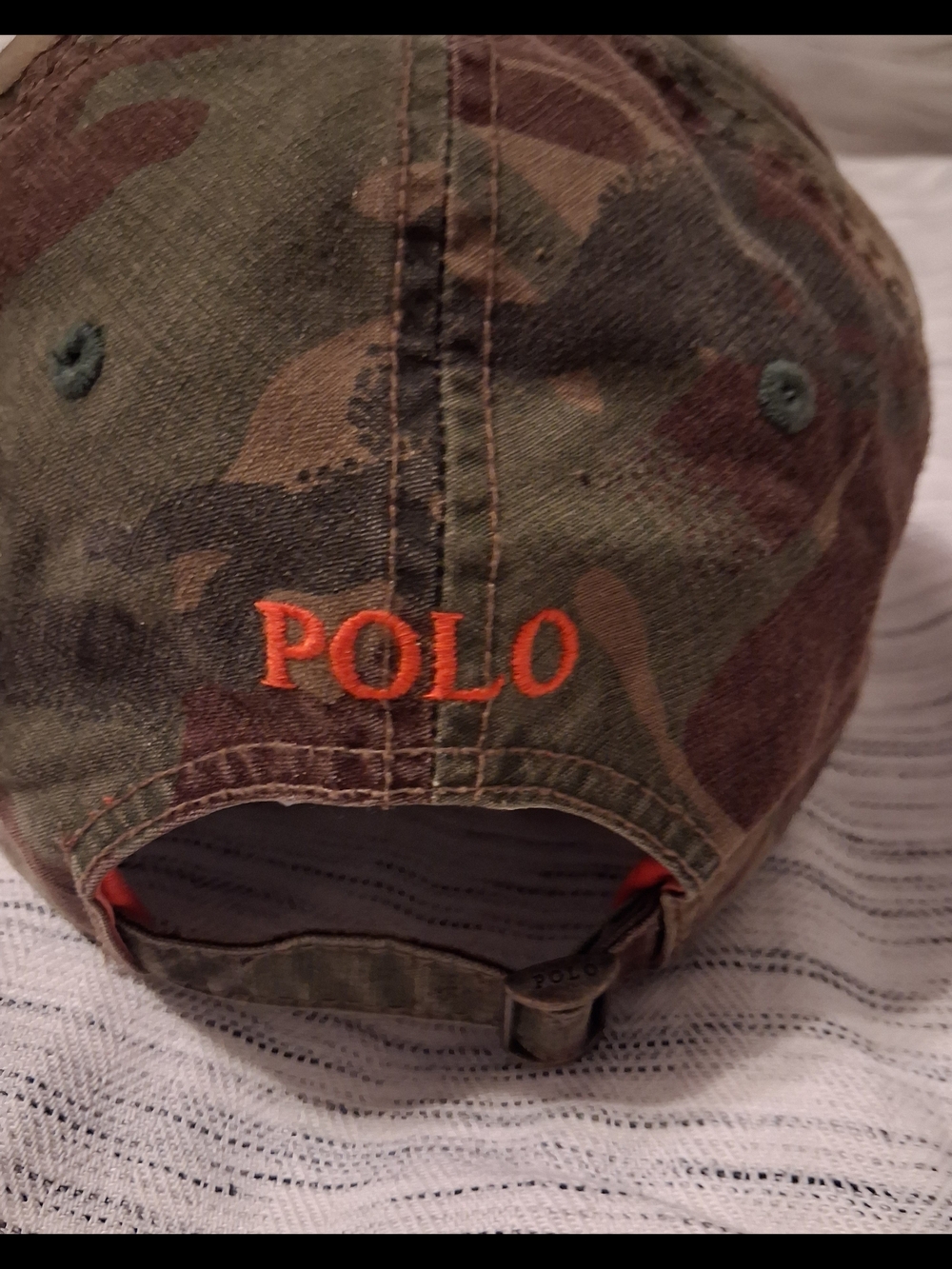 Polo by Ralph Lauren  Baseball Cap Camo Green/Brown with Orange Logo - Picture 4 of 9